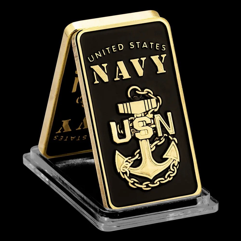 U.S. United States Navy USN Gold Plated Bar | eBay