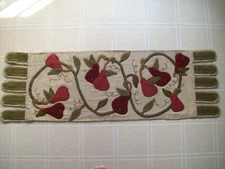 Primitive Wool Applique Table Runner 40" x 12.5" Blanket Stitch 