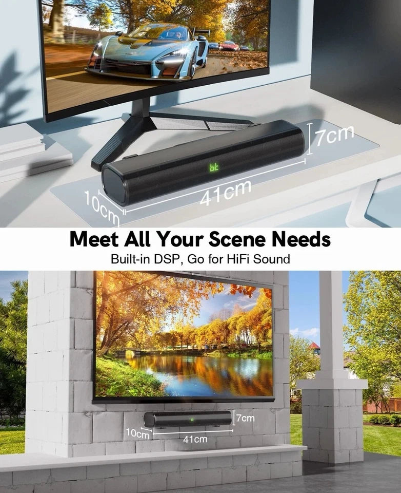 Bomaker Tapio I Soundbar Computer PC Lautsprecher Bluetooth 5.0 50W AUX USB 16" - Bild 2 von 4