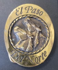 EL PASO Del Norte Belt Buckle Solid Brass 1980s Registered Collection Vtg