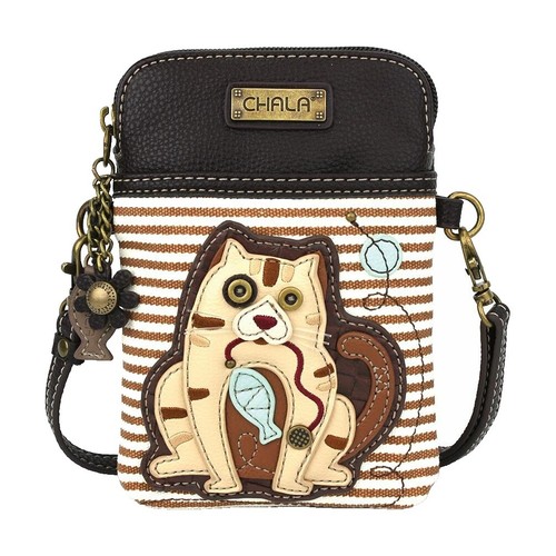 Chala Handbags Backpack DOG Paw Striped Canvas Faux Leather  display picture 1