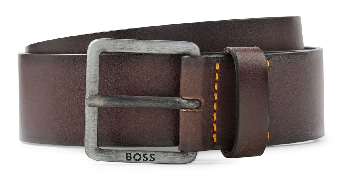 BOSS Jeeko | Dark dunkelbraun Neu eBay Leather Sz40 W90 Belt Brown Gürtel