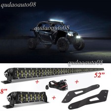 Fit Can-Am Maverick X3 Roof Spot Flood 52inch +8" LED Light Bar +Brackets+ Wires
