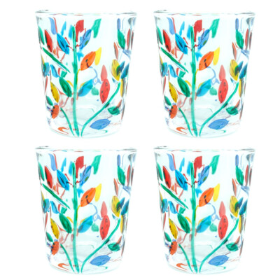 4er Set Murano Glas Schnapsglas Mehrfarbig Blumenmuster 2oz