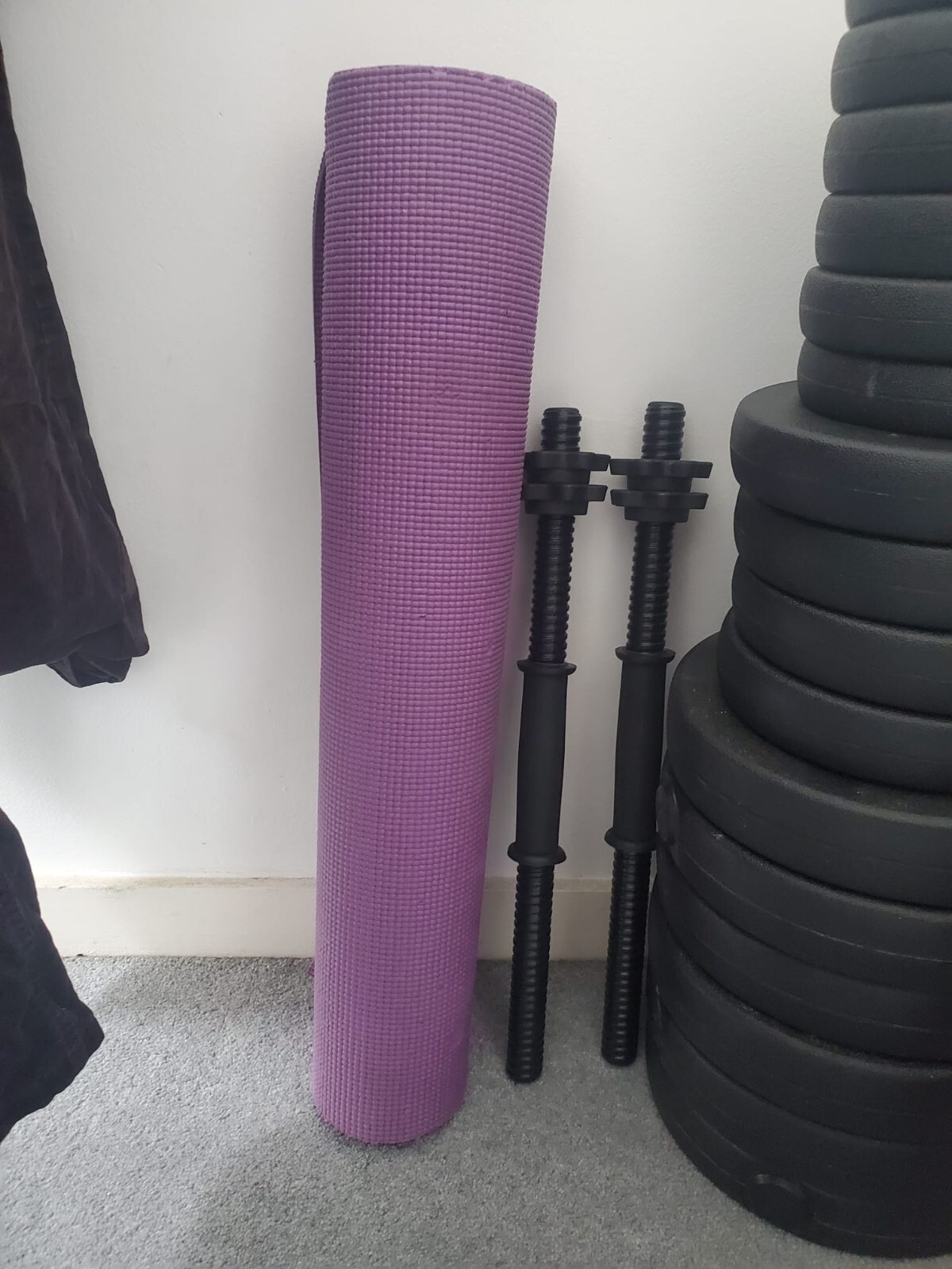 Opti Vinyl Barbell and Dumbbell Weight Set 50kg + Yoga Mat & More eBay