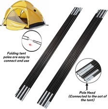 Tent Poles Kit Repair Rods, 2 Pole 7 Sections Fiberglass Rod for Camping Tents