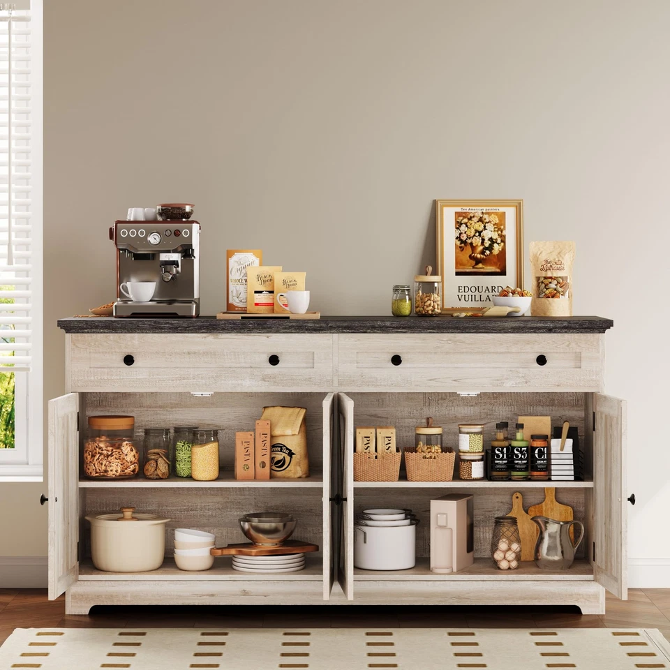 Armario Buffet con Almacenaje, Aparador Armario de Almacenamiento, Mueble de Cocina con... Foto 4 de 4