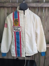 Great Lakes Sportwear Made in USA Small Windbreaker Race Jacket Sewn on Patches