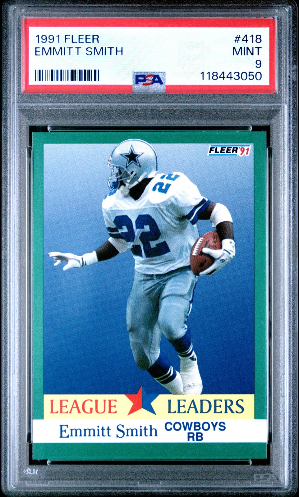 1991 FLEER #418 EMMITT SMITH PSA 9