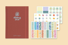 2026 Frankie A5 Diary Cloth Bound Daily Journal + Stickers