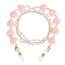 Beads Eyeglass Chain, Pearl Glasses Strap Retainer Chain, Pink Heart