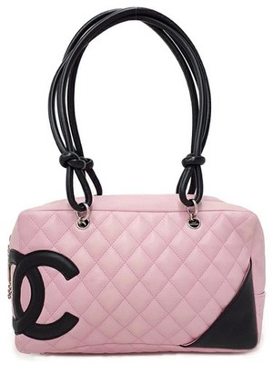 CHANEL A25171 Cambon Line Bowling Bag Pink Women's Shoulder Bag Leather