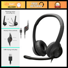 Wired Stereo Headset for PC/Laptop, USB-A Connection, Comfortable Over-Ear Desig