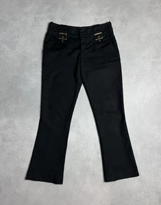 Pantalon habillé femme GUCCI deux boucles dorées coton taille 38 noir