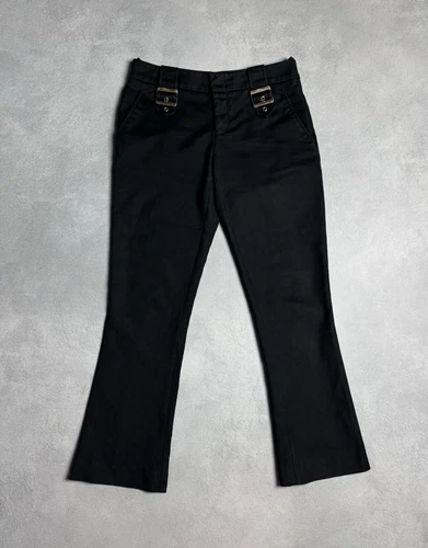 GUCCI pantalone abito donna due fibbie dorate cotone taglia 38 nero