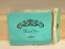 American Greetings Aqua Blue /Silver Thank You Cards With Envelopes