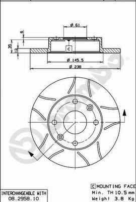 Brembo 08.2958.75 Brake Disc for Dacia, Renault