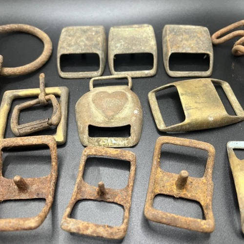 Lot Of Antique Civil War Era Brass Buckles And Horse Tack