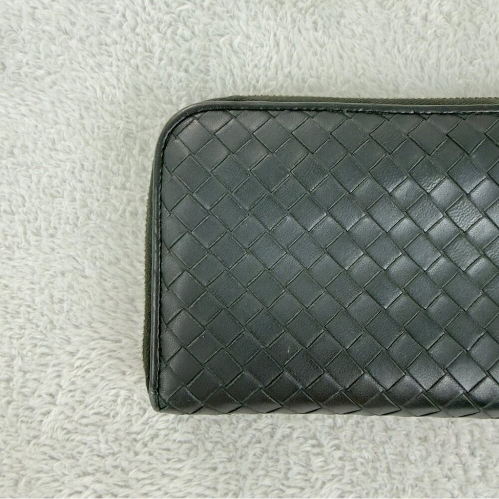 Bottega Veneta Intrecciato Lambskin Zip Around Long Black Wallet Made in Italy thumbnail 11