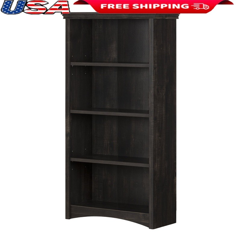 4-Shelf Adjustable Wood Bookcase for Home Office or Living Room Storage