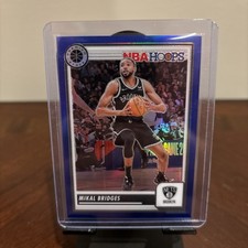 Mikal Bridges /120 Blue Neon Prizm 2023-24 Panini NBA Hoops Premium Stock #180