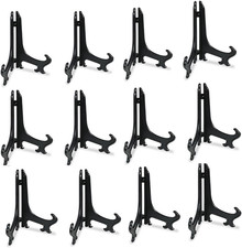 Artliving 5 Inch Black 12Pcs/Set Plastic Easels Plate Display Stands Picture Fra