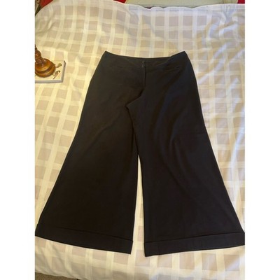   Palazzo   Lane Bryant Black Wide Leg Cuffed Trousers