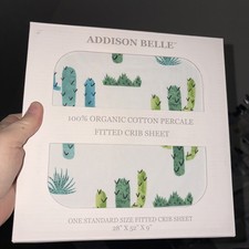 ADDISON BELLE 100 Organic Cotton Perca Fitted Crib Sheet Premium Baby Bedding