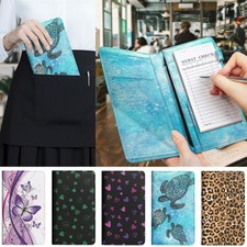 Leather Server Book Waiter Receipt Book with Zipper Pocket Magnetic Closure