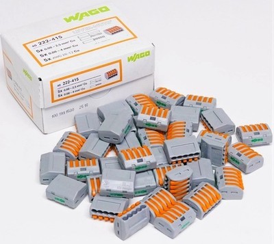 Wago 5-Conductor Lever-Nuts 222-415 Wire Splice Terminal Block Box of 40