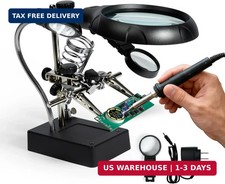 Soldering Helping Hands with LED Light and Magnifier 2 Alligator Clips, Adjust