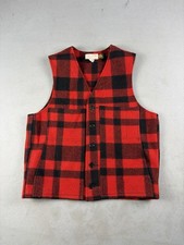 Vintage CC Filson Mackinaw Vest Mens 42 Red Buffalo Plaid Wool Style 20 USA Made