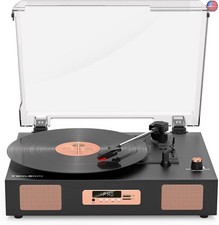 Vinyl Record Player with Built-in Stereo Speakers, Vintage 3-Speed Turntable