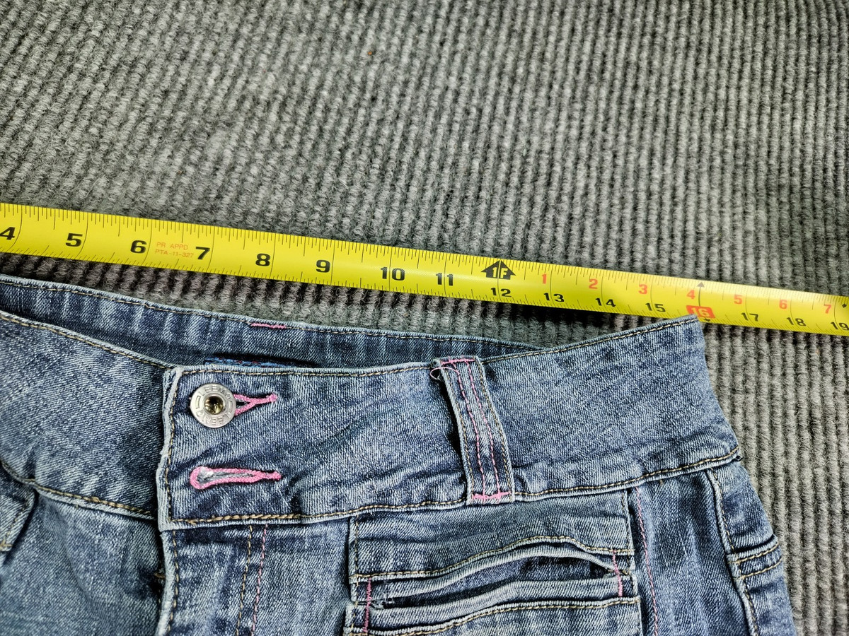 Leemo USA Jeans Denim Shorts Size 17/18 Pockets Zipper Distressed Beach Vacation View 4