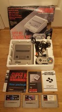 ORIGINAL BOXED SNES SUPER NES CONTROL SET CONSOLE NINTENDO BUNDLE 3 GAMES MANUAL