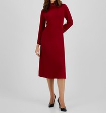 Anne Klein Womens Red Rhinestone Embellished Sweater Dress Size XXS