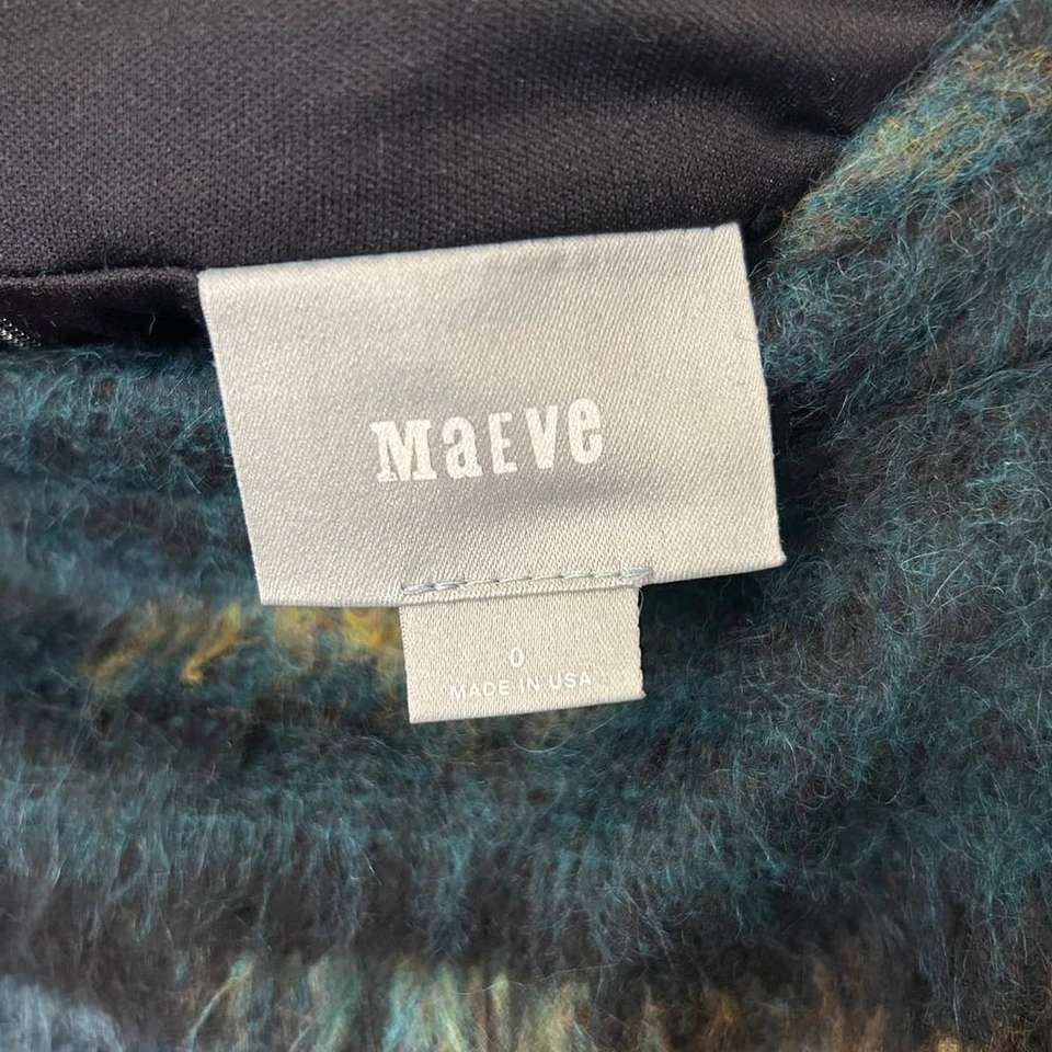 Falda lápiz Anthropologie Maeve talla 0 lana emplumada rayas pavo real preppy Foto 3 de 4