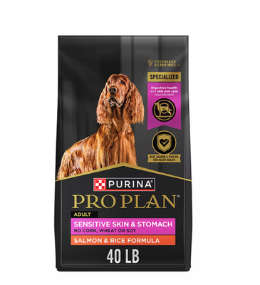 Purina Pro Plan Sensitive Skin and Stomach Dog Food Salmon Rice 40 lb No Corn