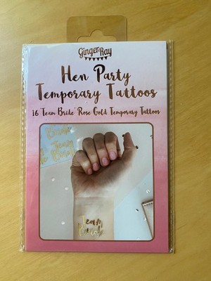 Ginger Ray Hen Party Temporary Tatoos 16 Team Bride Hochzeit Rose Gold