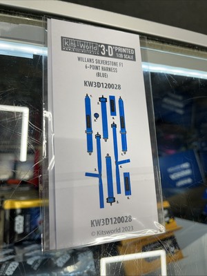 1/20 Kits-World #3120028 3D Williams / Silverstone F1 6-Pt Racing Belts Blue