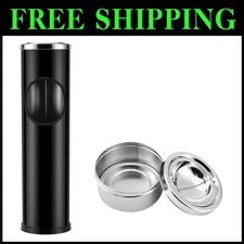 Large Standing Ashtray Outdoor with Lid and Trash Can