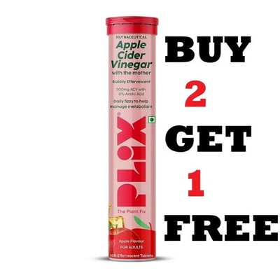 PLIX Apple Cider Vinegar 15 Tabs Effervescent For Weight Loss (BUY 2 GET 3)