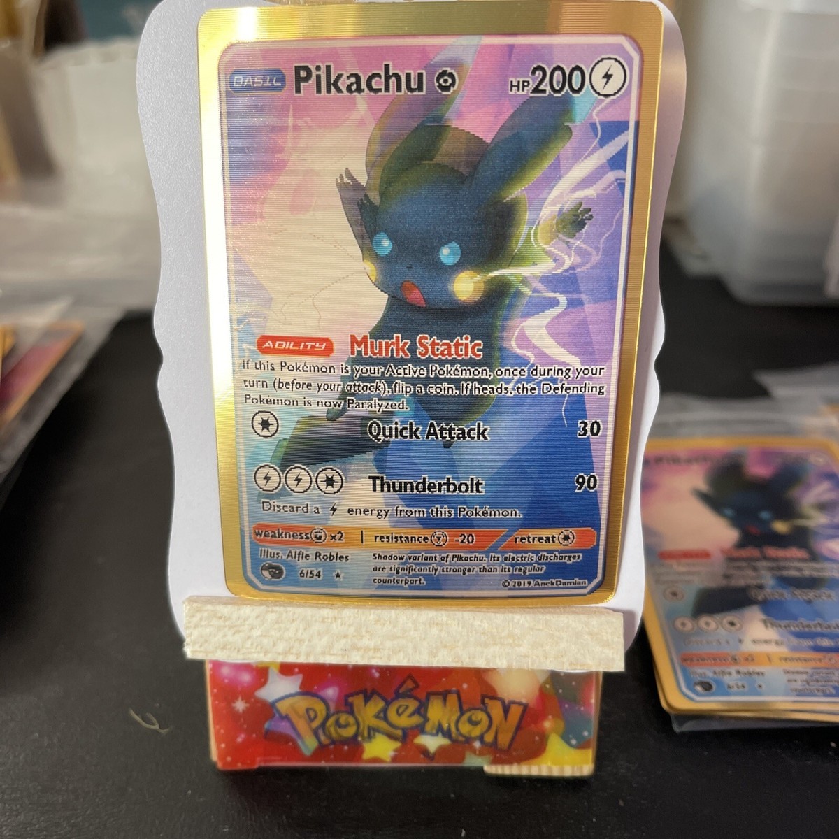 Pikachu Hp200 3d prism pokemon 🔥FAN ART🔥Murk Static NM | eBay
