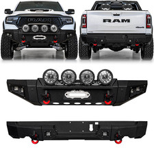 Vijay For 2019-2024 Dodge Ram 1500 Steel Frontrear Bumper Wwinch Platelights