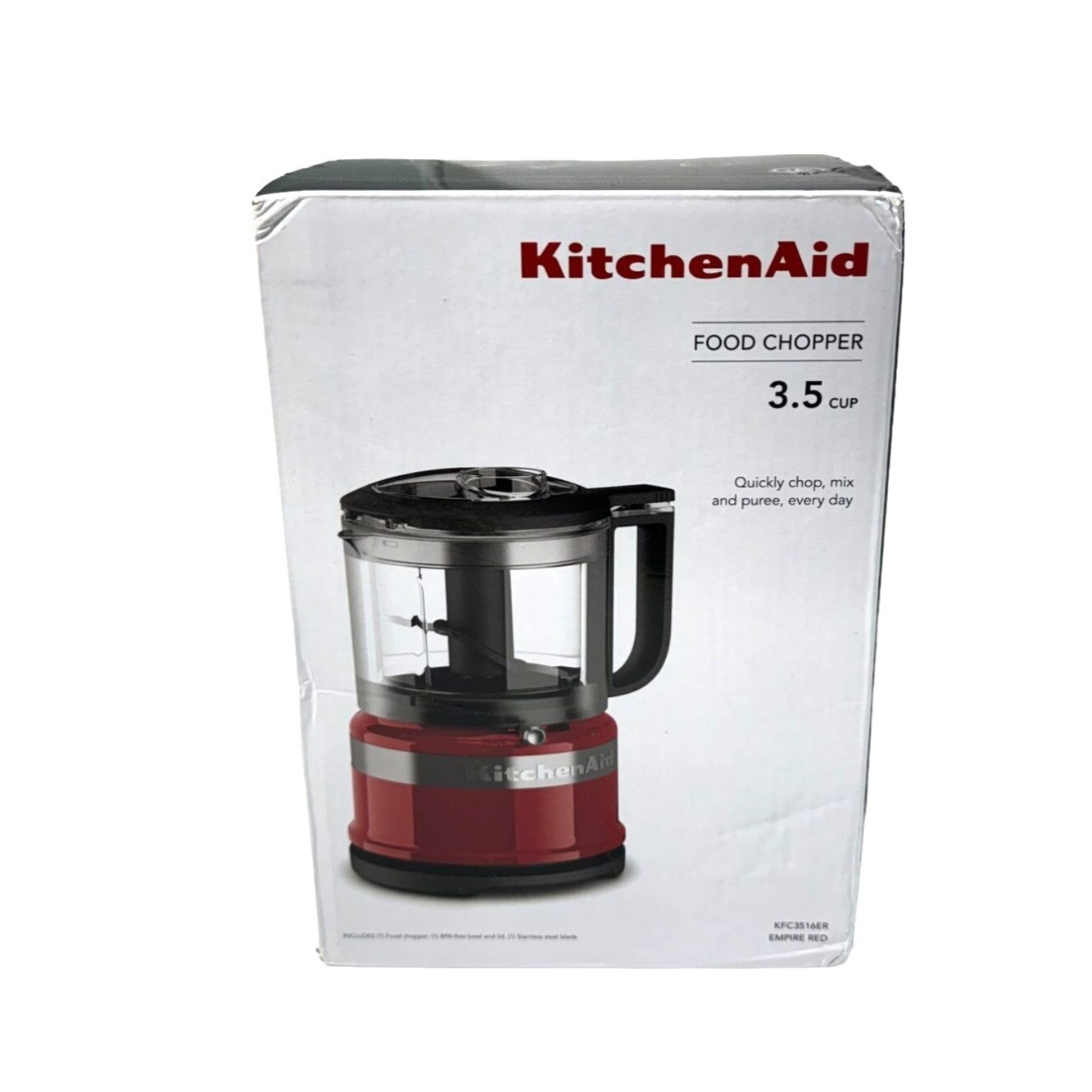 KitchenAid Mini Food Processor Empire Red Chop, Mix, Puree (3.5 Cup