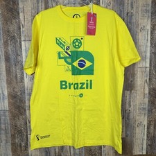 NEW OFFICIAL LICENSED 2022 WORLD CUP QATAR BRAZIL YELLOW SHIRT SIZE XL NWT
