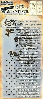 Stamper's Anonymous Tim Holtz Polka Dot Blossom Sayings Mixed Media Stamp and...