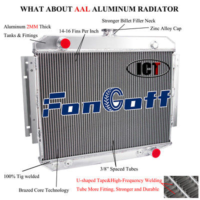 CC889 3-Row Radiator For Dodge D100 D150 D200 W100 W200 V8 5.2L 5.9L 1971-1979.
