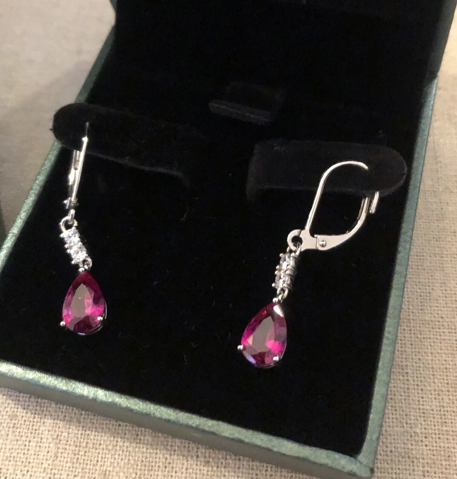 Farjary NOVO CONJUNTO de 2 Brincos Facutados de Ametista e Espinélio CZ na Caixa Varejo $200+ - Imagem 2 de 4