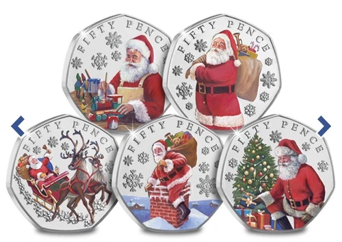2023 FATHER CHRISTMAS JERSEY COLOUR 5x 50p COIN SET Next day dispatch - Picture 2 of 10